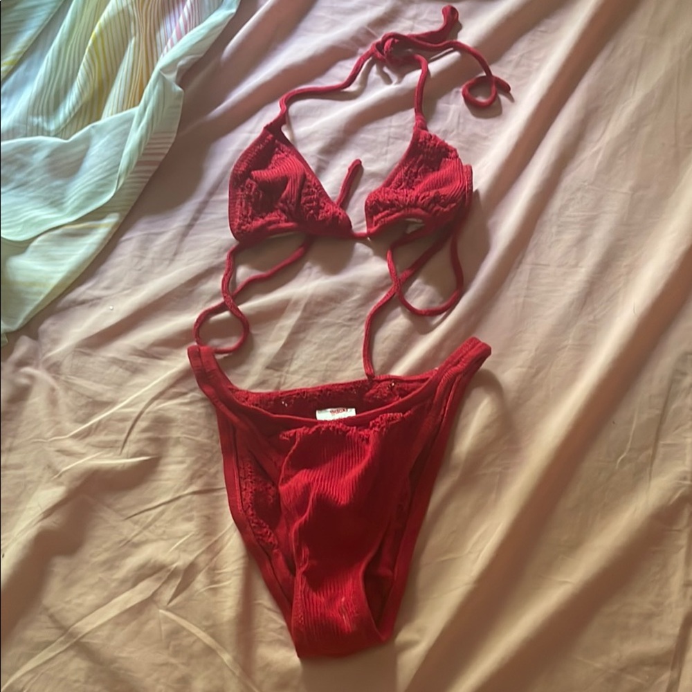 Vintage Red Bikini Set